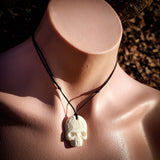 Engraved Skull Bone Carving Pendant Necklace - NZ Maori Inspired