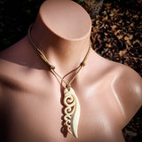 Multi Koru Feather Bone Carving Pendant Necklace - NZ Maori Inspired