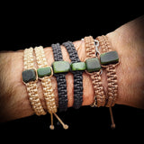 NZ Greenstone Pounamu Macrame Cube Bracelets