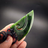 2pcs Matching Set Natural Jade Koru Heart Pendant Necklaces