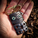 Hei Tiki Black Bone Carving Pendant Necklace - NZ Maori Inspired