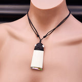 Natural Hand Carved Maori Bone Carving Pendant Necklace - Toki With Paua