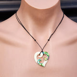 Natural Hand Carved Maori Bone Carving Pendant Necklace - Triple Koru With Paua