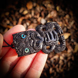 Hei Tiki Etched Black Bone Carving Pendant Necklace - NZ Maori Inspired