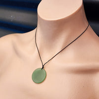 30mm Natural Aventurine Flat Disk Pendant Necklace