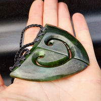 Greenstone Pair Matching 2pcs Koru Heart Pendant Necklaces