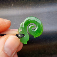 Natural Greenstone Carved Manaia Pendant Necklace