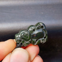 Natural Greenstone Carved Tiki Pendant Necklace