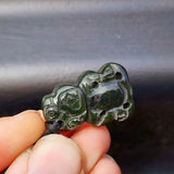 Natural Greenstone Carved Tiki Pendant Necklace