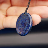 30mm Natural Lapis Lazuli Flat Disk Pendant Necklace