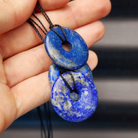 Natural Lapis Lazuli Donut Pendant Necklace