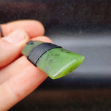 NZ Greenstone Pounamu Carved Toki Pendant Necklace With Mid Binding