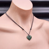 Small Nephrite Jade / Greenstone Heart Pendant Necklace