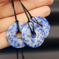 30mm Natural Sodalite Donut Pendant Necklace