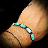 Natural Turquoise Cylinder Black Macramé Bracelet
