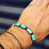 Natural Turquoise Cylinder Black Macramé Bracelet