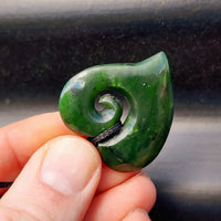 Nephrite Greenstone Koru Heart Pendant Necklace