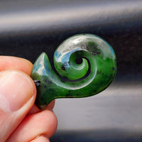 Nephrite Greenstone Koru Hook Pendant Necklace