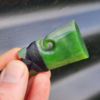 Greenstone Toki Pendant Necklace With Koru Carved Center