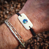 Paua Bone Carving Macrame Bracelet