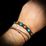 Raw Honey Baltic Amber & Turquoise Stone Macrame Bracelet