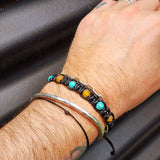 Raw Honey Baltic Amber & Turquoise Stone Macrame Bracelet