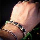 Natural Raw Black Tourmaline Cylinder Macramé Bracelet (10X9)