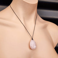 Natural Rose Quartz Waterdrop Pendant Necklace