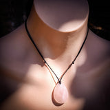 Natural Rose Quartz Waterdrop Pendant Necklace