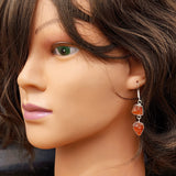 Rustic Sterling Silver & Natural Raw Carnelian Double Stone Hanging Earrings