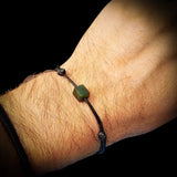 NZ Greenstone Pounamu Cube Simplistic Cord Bracelet