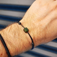 Greenstone Cube Simplistic Cord Bracelet
