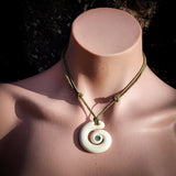 Single Koru Bone Carving Pendant Necklace - NZ Maori Inspired