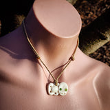 Small Hei Tiki Bone & Jade Carving Pendant Necklace