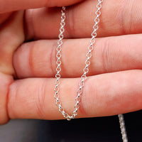 Solid 925 Italian Sterling Silver 2mm Rolo Chain Necklace