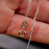 Solid 925 Italian Sterling Silver 2mm Heart Chain Necklace