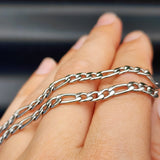 4.5mm Solid Stainless Steel Figaro Chain Necklace