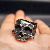 Size Y, T - Solid Oxidized Stainless Steel Skull Ring