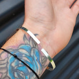 Solid Sterling Silver & Natural Labradorite Handmade Cuff Bracelet