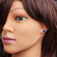 Natural Lapis Lazuli & Solid 925 Sterling Silver Oval Stud Earrings