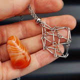 Stainless Steel Crystal Stone Holder Empty Cage Interchangeable Pouch Necklace