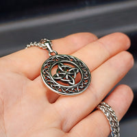 Solid Stainless Steel Round Celtic Knot Pendant & Chain Necklace