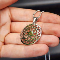 Solid Stainless Steel Geometric Mandala Flower Of Life Pendant Necklace
