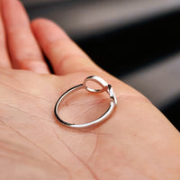 (Q) Solid 925 Sterling Silver & Created Opal Infinity Ring