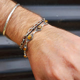 Solid 925 Sterling Silver & Natural Tigers Eye Handmade Chain Bracelet