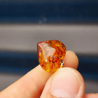 100% Solid Sterling Silver & Natural Amber Handmade Heart Pendant Necklace