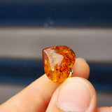 100% Solid Sterling Silver & Natural Amber Handmade Heart Pendant Necklace