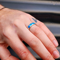 (Q) Solid 925 Sterling Silver & Created Opal 4 Setting Square Ring
