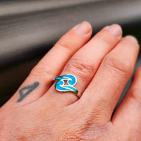 (R) Solid 925 Sterling Silver & Created Opal Koru Ring