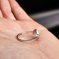 (T) Solid 925 Sterling Silver & Created Opal Round Wave Ring